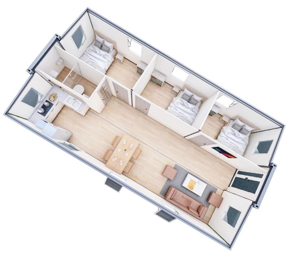 40ft Expandable Container House — Custom 2-4 Bedroom Modular Home floor plan