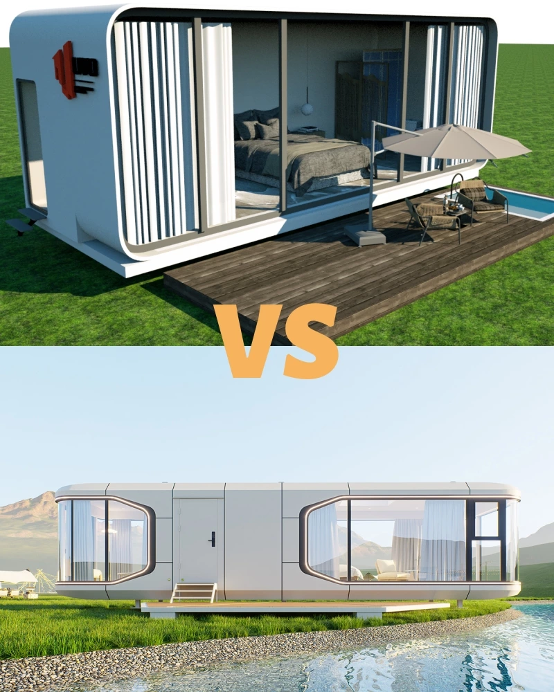 Apple Cabin vs Space Capsule House